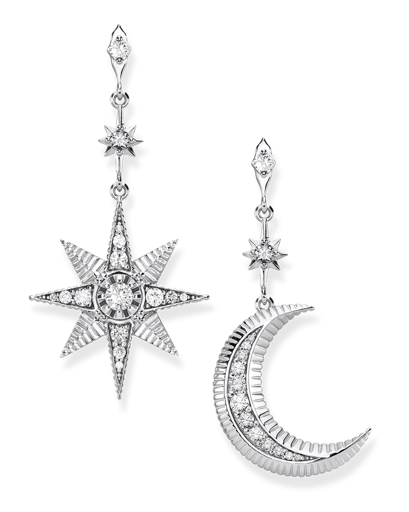 Thomas Sabo Ohrringe Royalty Stern und Mond Silberfarben