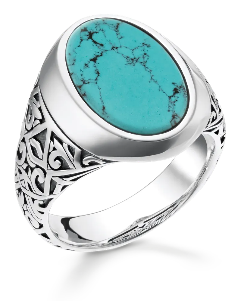 Thomas Sabo Herren Ring türkis, Sterlingsilber Silberfarben