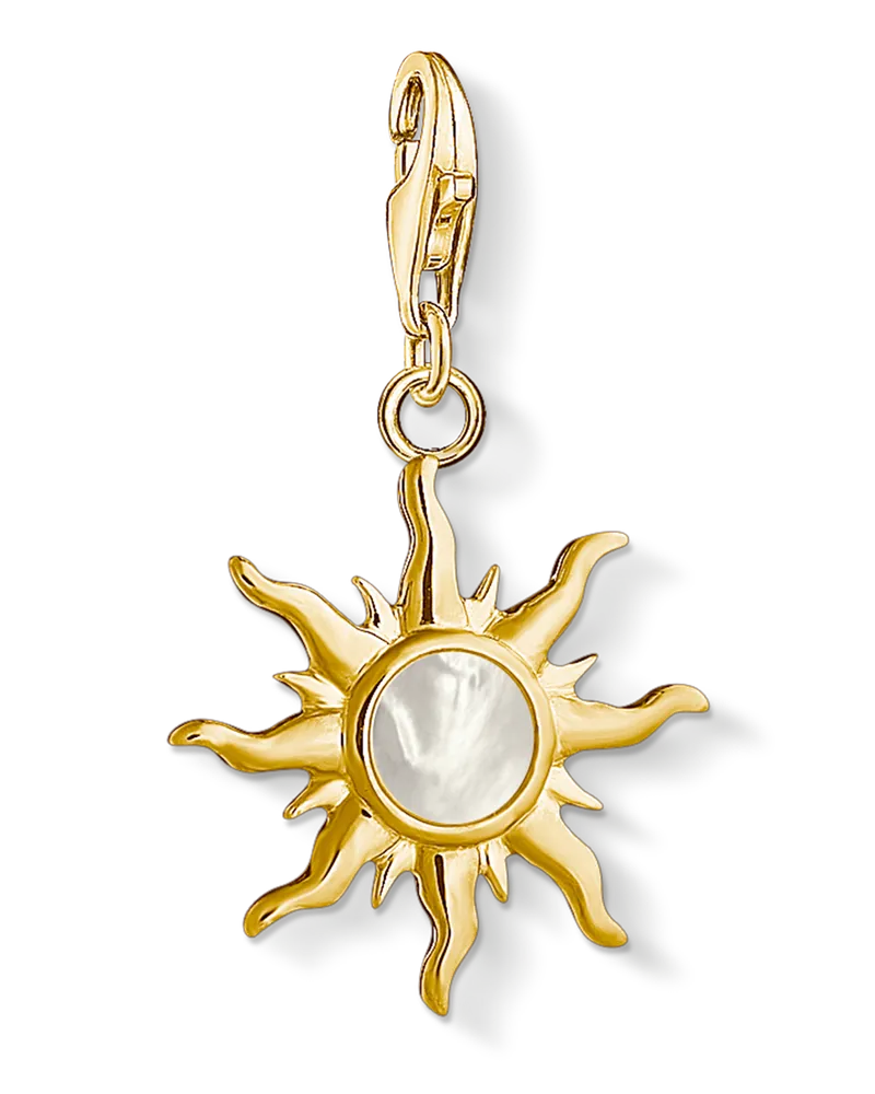 Thomas Sabo Charm-Anhänger Sonne mit Perlmutt Stein Gelbgoldfarben