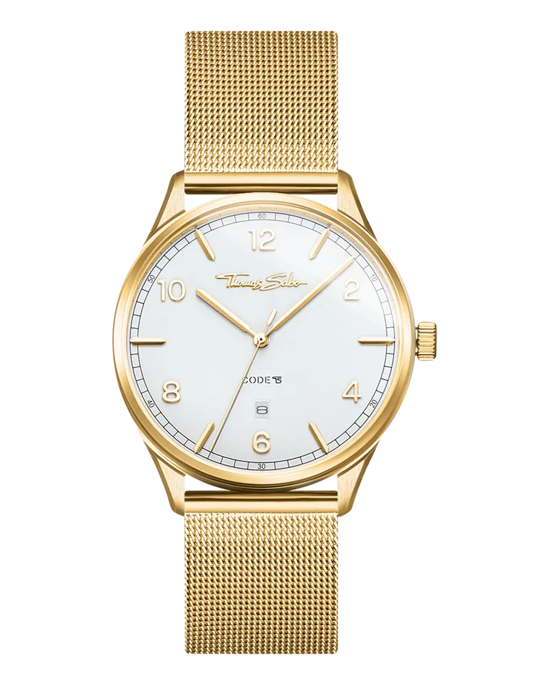 Thomas Sabo Herren Unisexuhr Code TS gold, Edelstahl Gelbgoldfarben