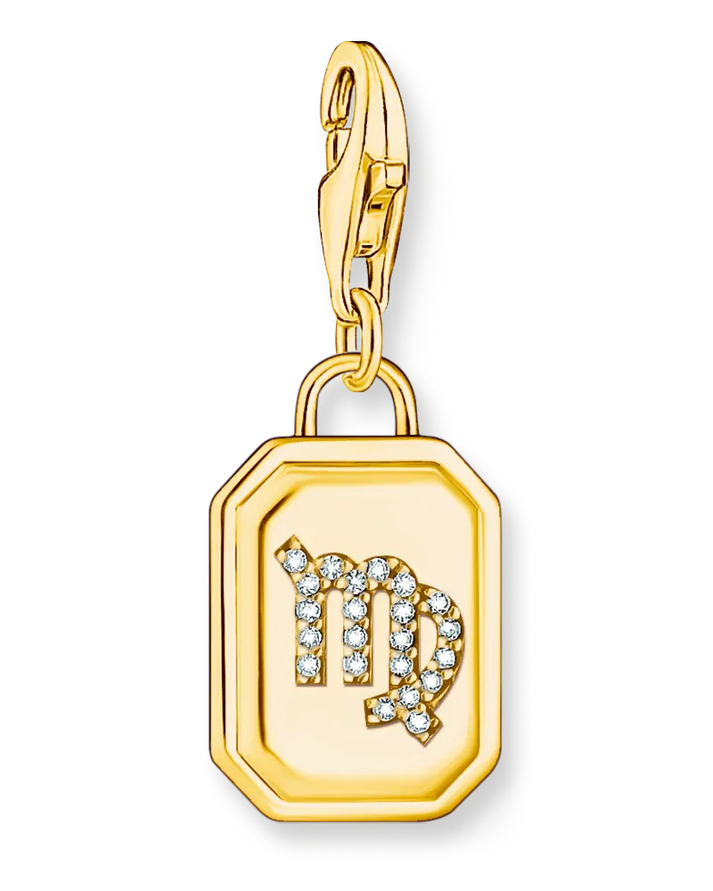 Thomas Sabo Damen Charm-Anhänger Sternzeichen Jungfrau mit Steinen vergoldet, Sterlingsilber Gelbgold vergoldet, Charm Club Collection Gelbgoldfarben