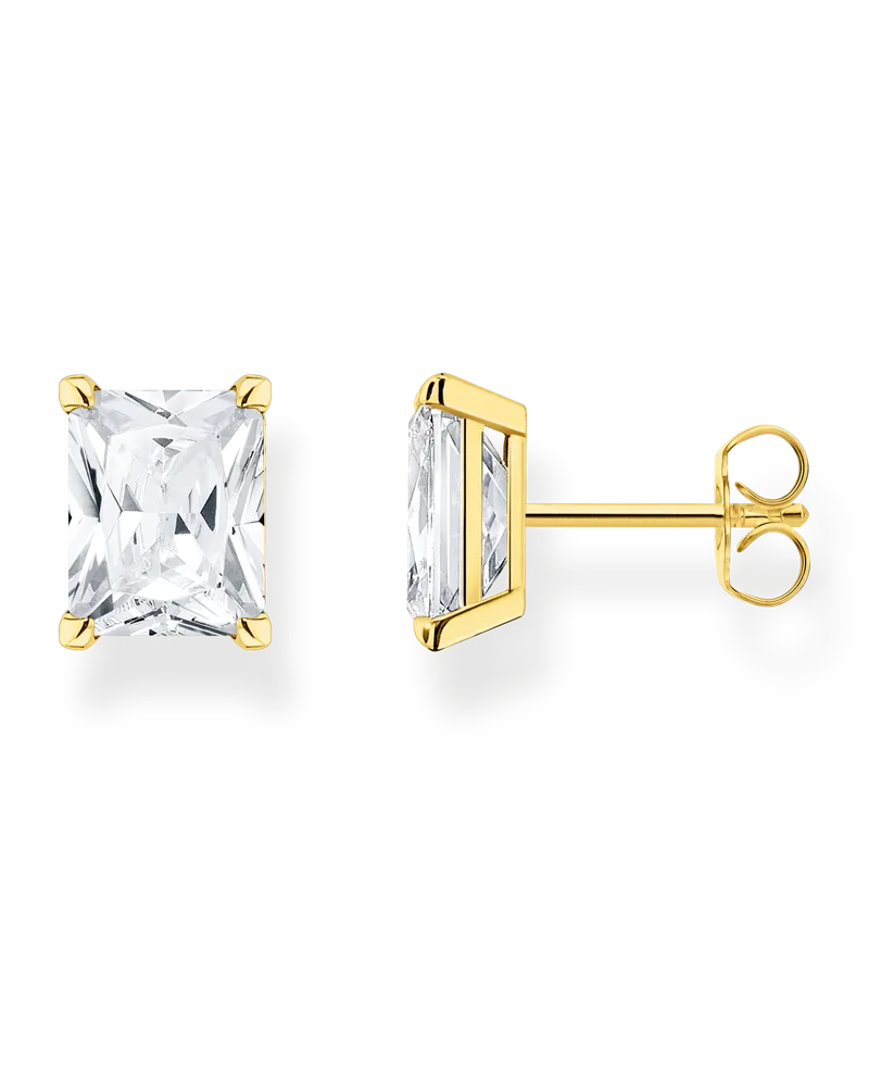 Thomas Sabo Damen Ohrstecker mit weißem Stein vergoldet, Sterlingsilber Gelbgold vergoldet Gelbgoldfarben
