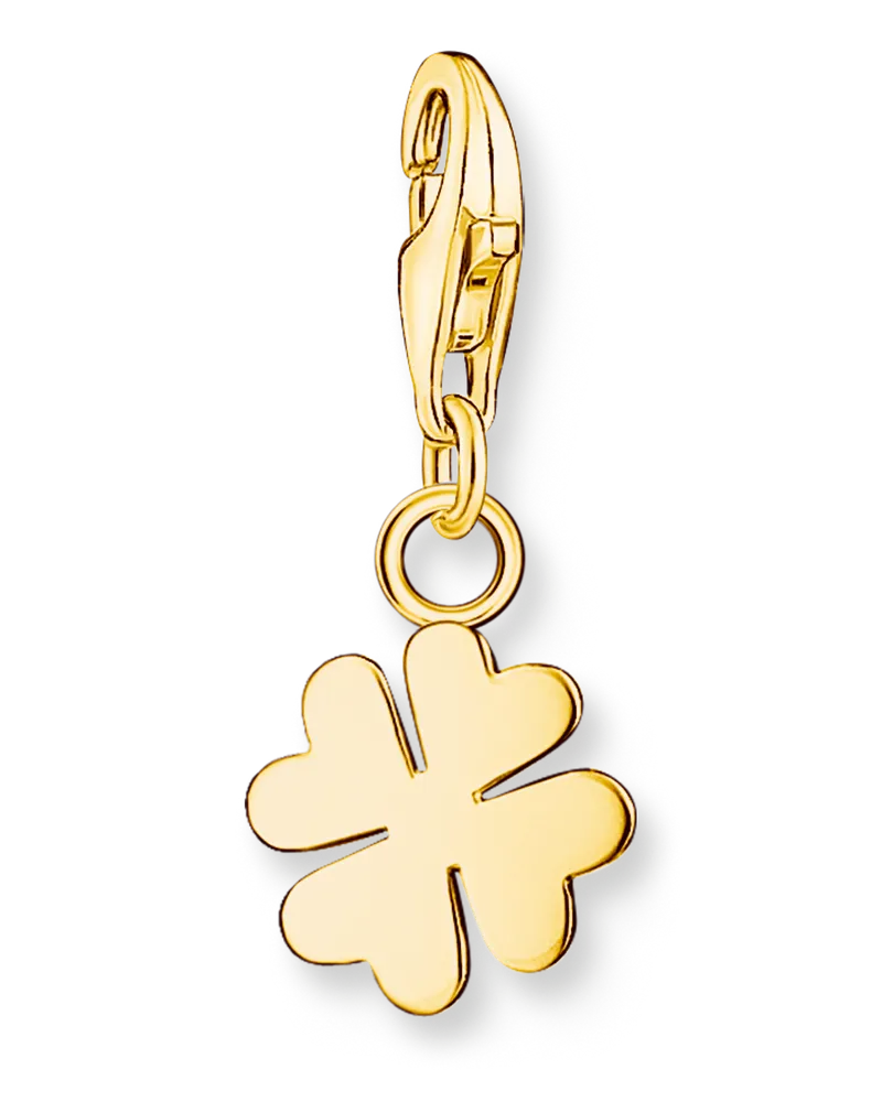 Thomas Sabo Damen Charm-Anhänger Kleeblatt vergoldet, Sterlingsilber Gelbgold vergoldet, Charm Club Collection Gelbgoldfarben