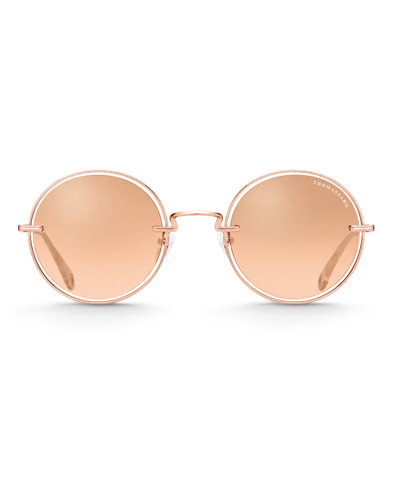 Thomas Sabo Damen Sonnenbrille Romy Rund Verspiegelt, Edelstahl / Silikon Pink