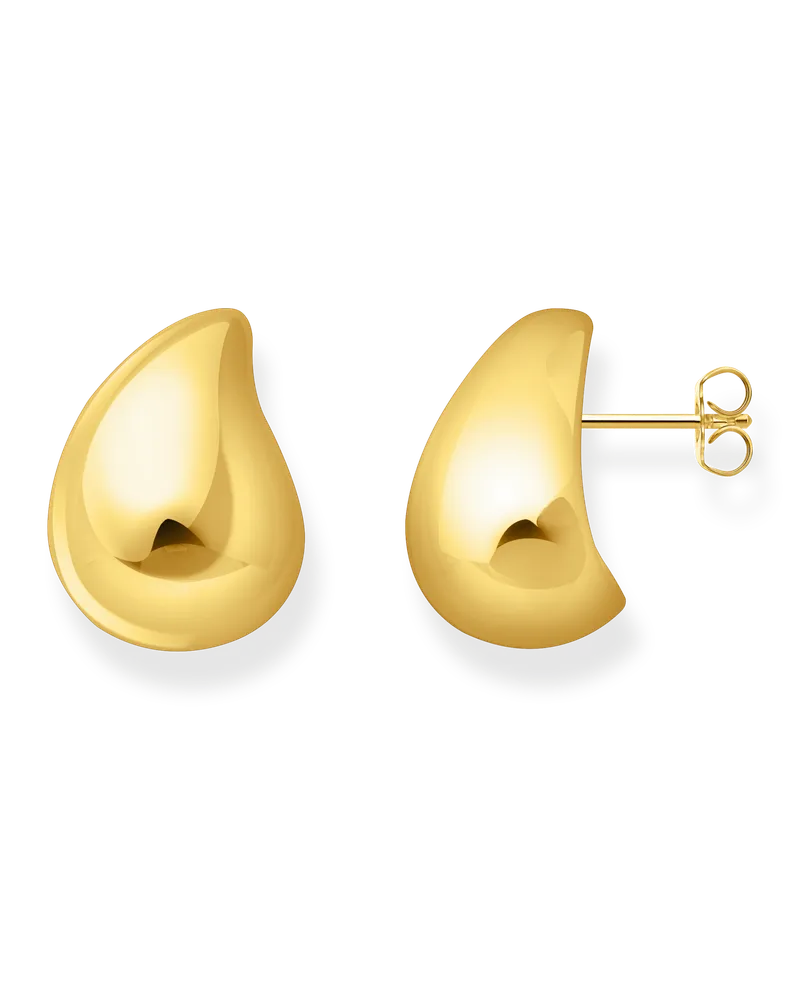 Thomas Sabo Damen Ohrringe in organischer Tropfenform vergoldet, Sterlingsilber Gelbgold vergoldet Gelbgoldfarben