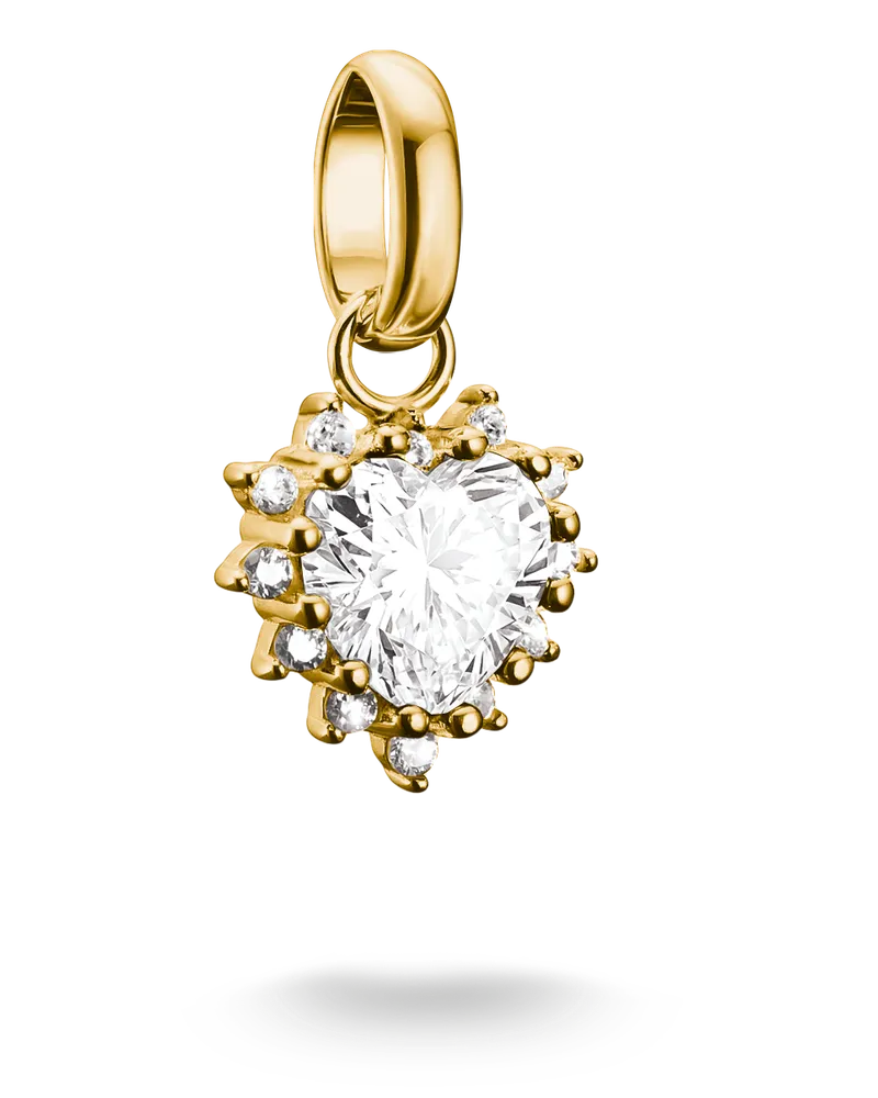Thomas Sabo Charm Herz mit weißem Zirkonia im Herzschliff – Connect weiß CC1279-M01-14 Gelbgoldfarben