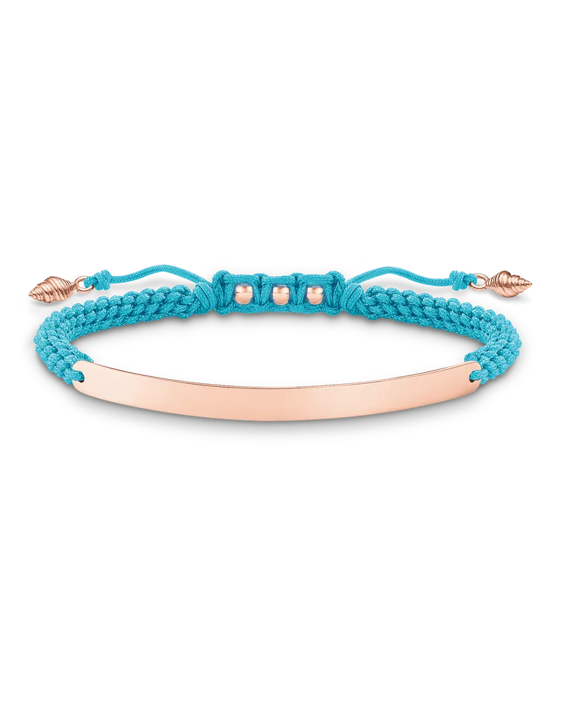 Thomas Sabo Damen Armband blau Muschel mit Gravur, Sterlingsilber Roségold vergoldet Blau