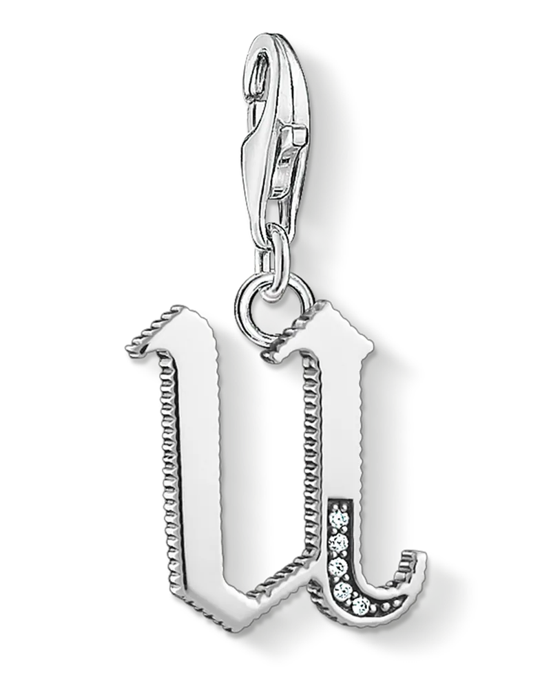 Thomas Sabo Herren Charm-Anhänger Buchstabe U silber, Sterlingsilber, Charm Club Collection Silberfarben