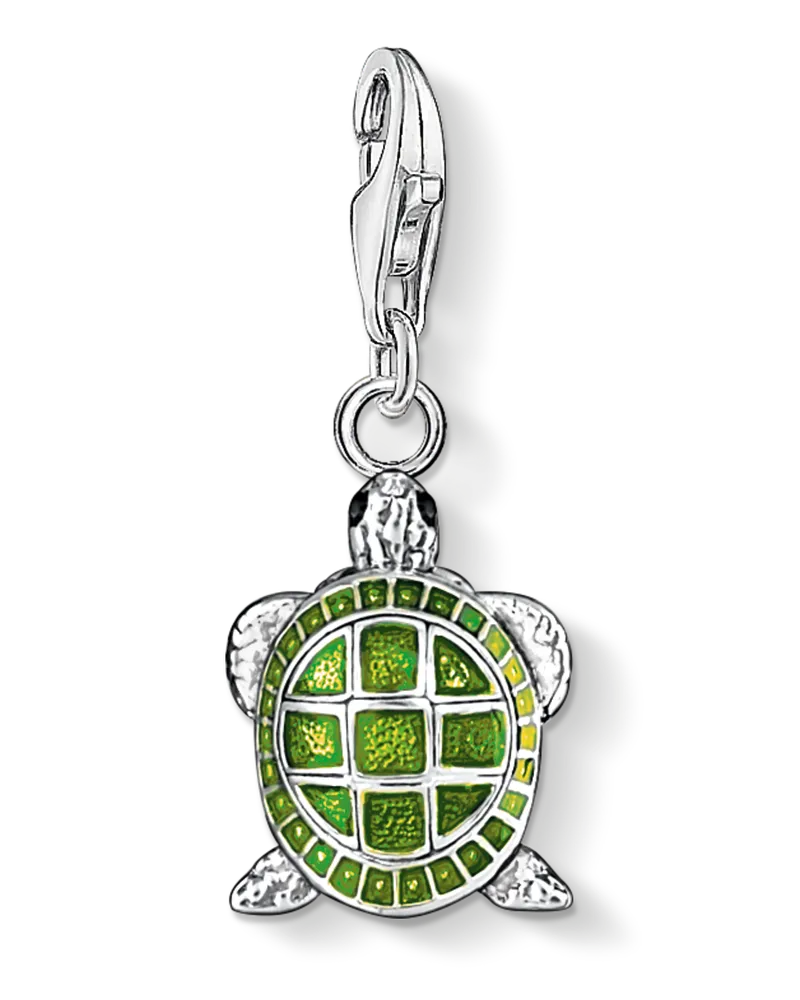Thomas Sabo Damen Charm-Anhänger Schildkröte, Sterlingsilber, Charm Club Collection Grün