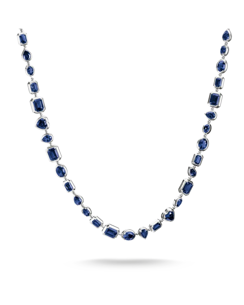 Thomas Sabo Damen Kette mit blauem Nanokristall, Sterlingsilber Blau