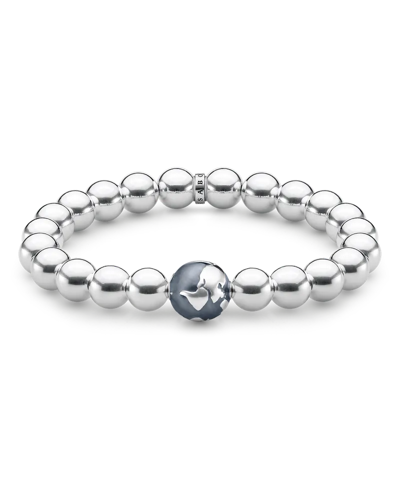 Thomas Sabo Herren Armband Weltkugel, Sterlingsilber geschwärzt, Glam & Soul Silberfarben