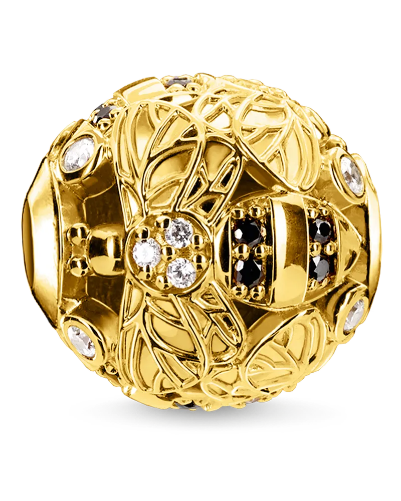 Thomas Sabo Damen Bead Biene, Sterlingsilber Gelbgold vergoldet, Karma Beads Gelbgoldfarben