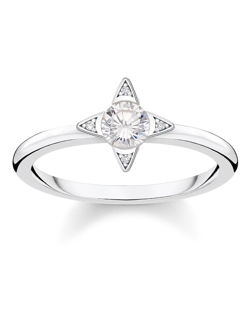Thomas Sabo Damen Ring weiße Steine silber, Sterlingsilber Silberfarben
