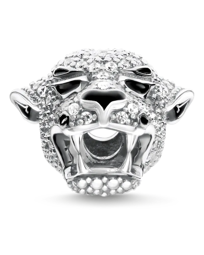 Thomas Sabo Damen Bead Tiger, Sterlingsilber, Karma Beads Schwarz