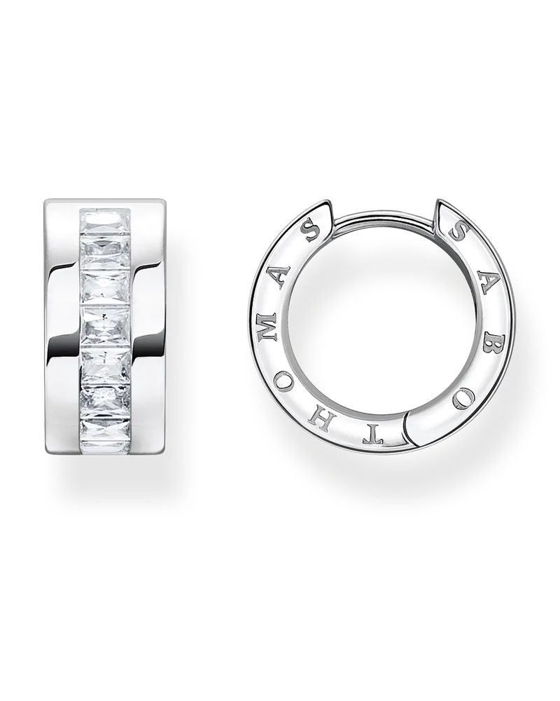 Thomas Sabo Damen Creolen mit weißen Steinen Pavé Silber, Sterlingsilber Silberfarben