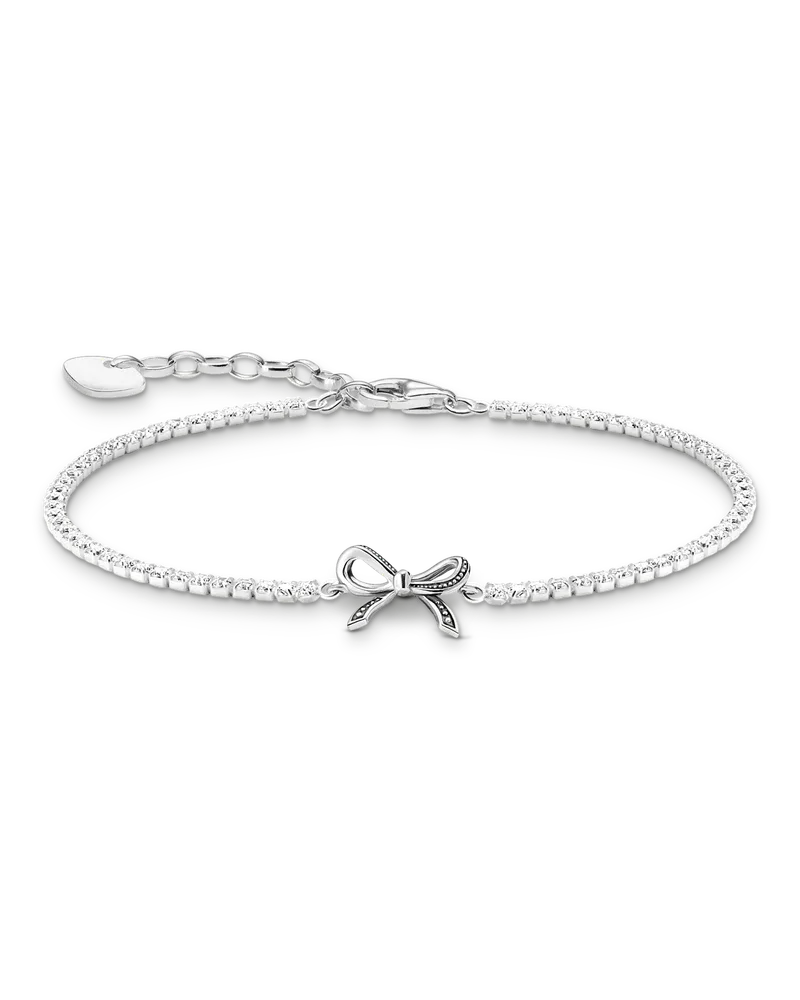 Thomas Sabo Damen Schleifen-Armband mit weißen Steinen Silber, Sterlingsilber Silberfarben