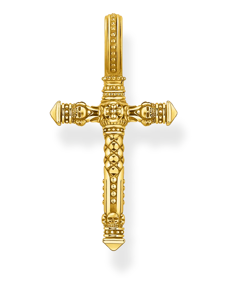 Thomas Sabo Herren Anhänger Kreuz gold, Sterlingsilber Gelbgold vergoldet Gelbgoldfarben