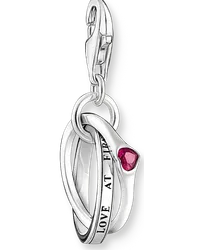 Thomas Sabo Charm-Anhänger Together-Ring mit rotem Stein Silber Rot