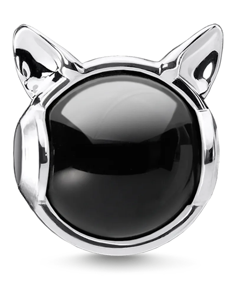 Thomas Sabo Damen Bead Katzenohren silber, Sterlingsilber, Karma Beads Schwarz
