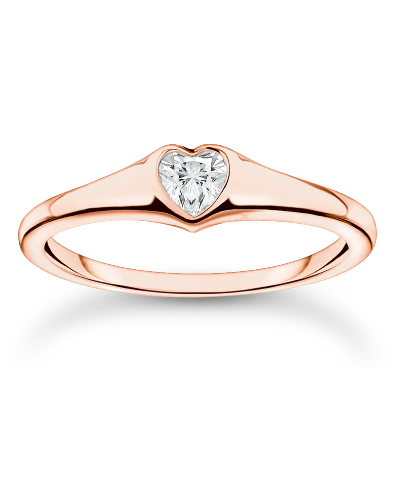 Thomas Sabo Damen Ring Herz roségold, Sterlingsilber Roségold vergoldet, Charming Collection Roségoldfarben