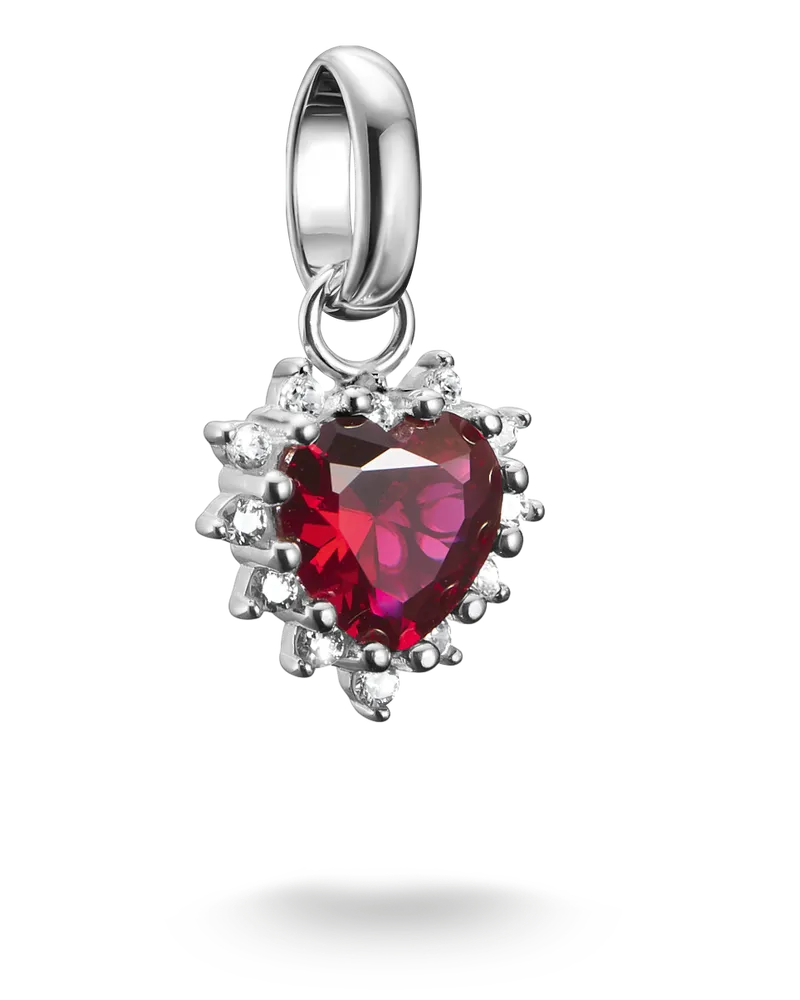 Thomas Sabo Damen Charm-Anhänger True Romance rotes Herz Connect Silber, Sterlingsilber Rot