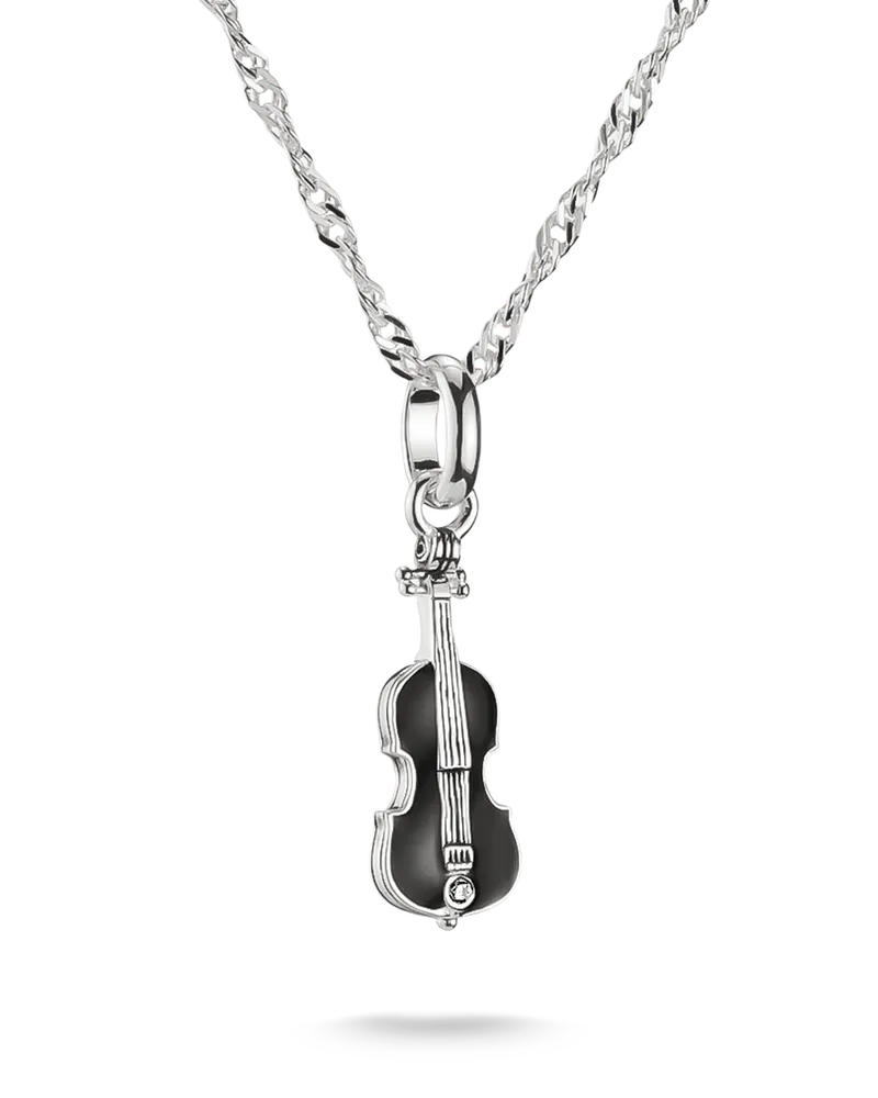 Thomas Sabo Herren Kette Wednesday Cello Zirkonia Silber, Sterlingsilber Schwarz