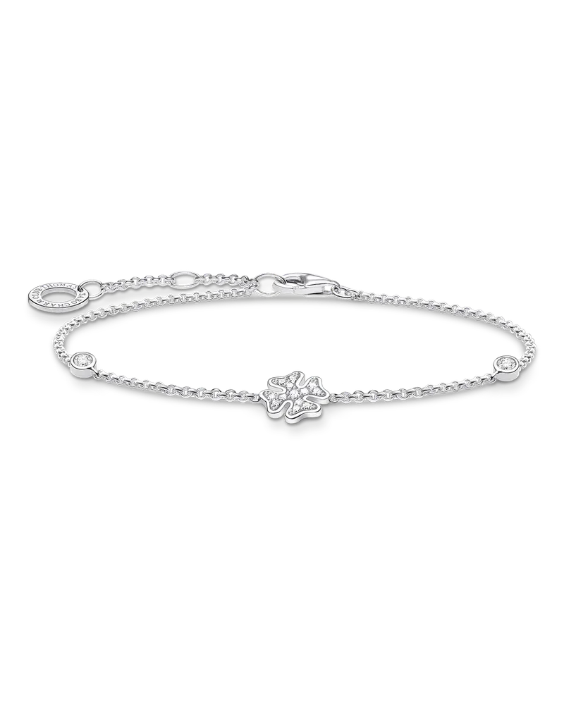 Thomas Sabo Damen Armband Kleeblatt mit Steinen silber, Sterlingsilber, Charming Collection Silberfarben