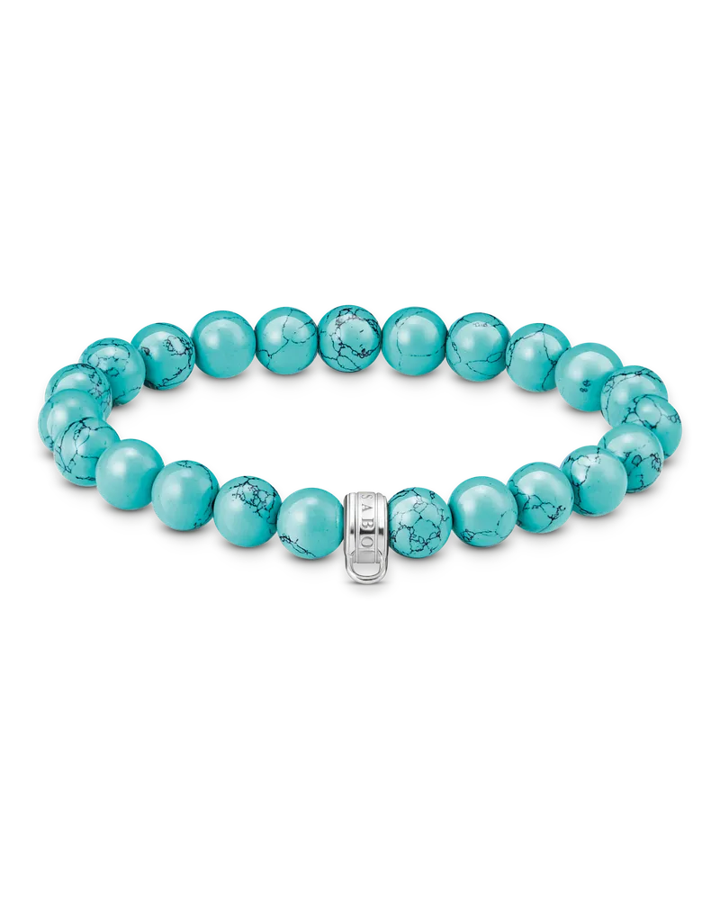 Thomas Sabo Herren Armband mit türkisfarbenen Beads Silber, Sterlingsilber, Charm Club Collection Silberfarben