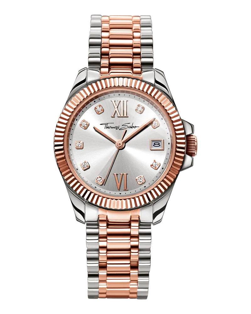 Thomas Sabo Damen Damenuhr Divine bicolor, Edelstahl Roségoldfarben