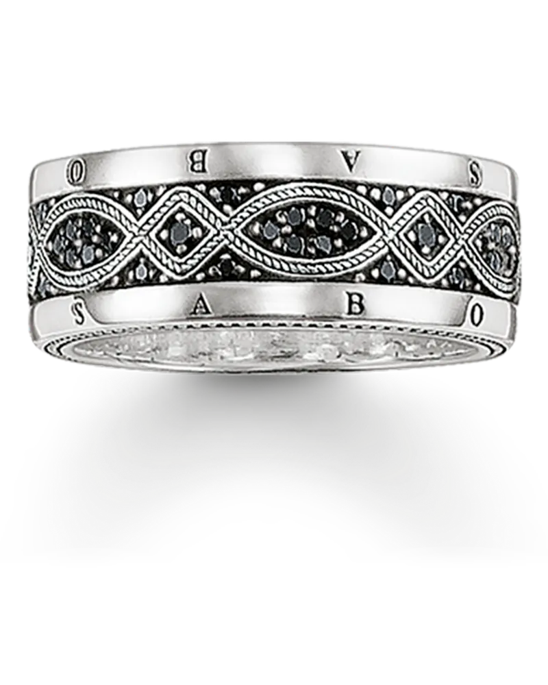 Thomas Sabo Herren Bandring Love Knot, Sterlingsilber Schwarz