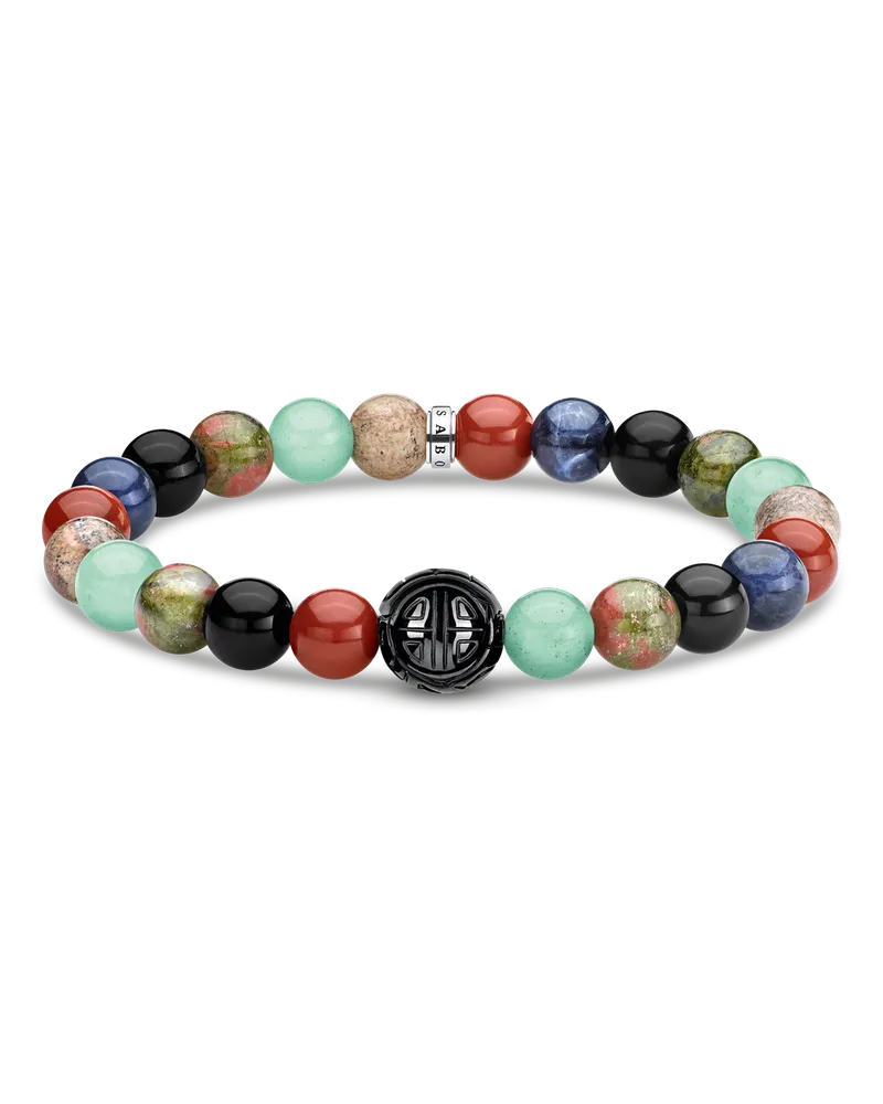 Thomas Sabo Herren Armband bunt, Sterlingsilber geschwärzt Blau