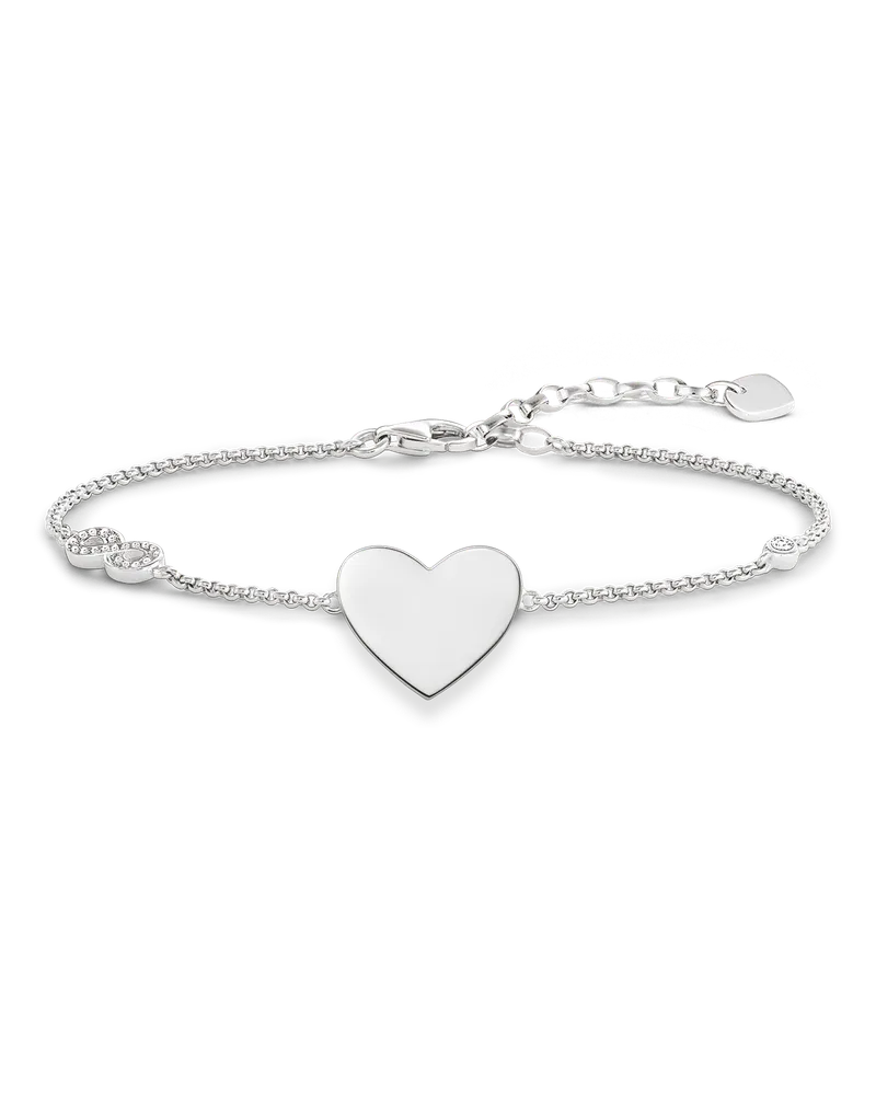 Thomas Sabo Damen Armband Herz mit Infinity mit Gravur, Sterlingsilber, Glam & Soul Silberfarben
