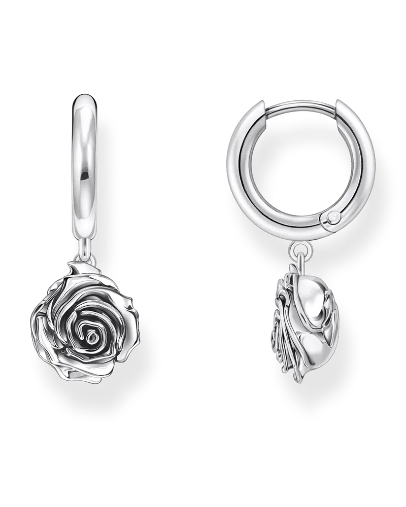 Thomas Sabo Herren Creolen Midnight Rose Silber, Sterlingsilber geschwärzt Silberfarben