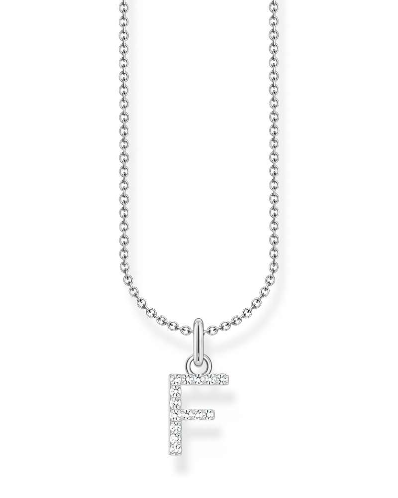 Thomas Sabo Damen Kette mit Buchstaben-Anhänger F Silber, Sterlingsilber, Charming Collection Silberfarben