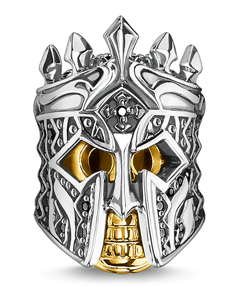 Thomas Sabo Herren Bead Totenkopf Ritter, Sterlingsilber Gelbgold vergoldet, Karma Beads Gelbgoldfarben