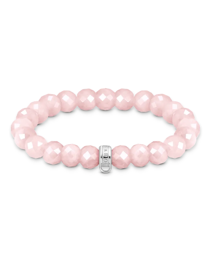 Thomas Sabo Herren Charm-Armband Rosenquarz-Beads oval, Sterlingsilber, Charm Club Collection Pink