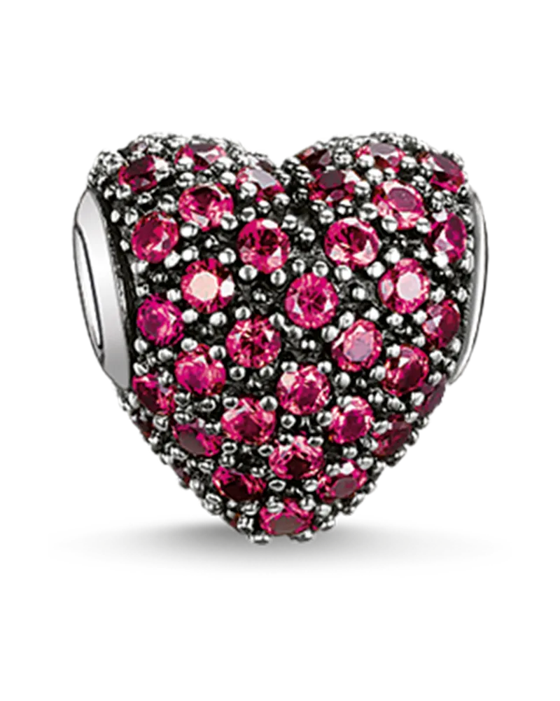 Thomas Sabo Damen Bead rotes Herz Pavé, Sterlingsilber, Karma Beads Rot