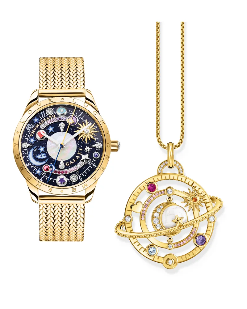 Thomas Sabo Herren Schmuckset Cosmic Amulet gelbgoldfarben 