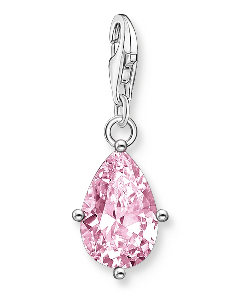Thomas Sabo Damen Charm-Anhänger pinker Tropfen Silber, Sterlingsilber, Charm Club Collection Pink