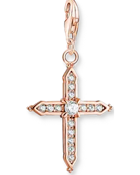 Thomas Sabo Charm-Anhänger Kreuz mit weißen Steinen roségold Roségoldfarben