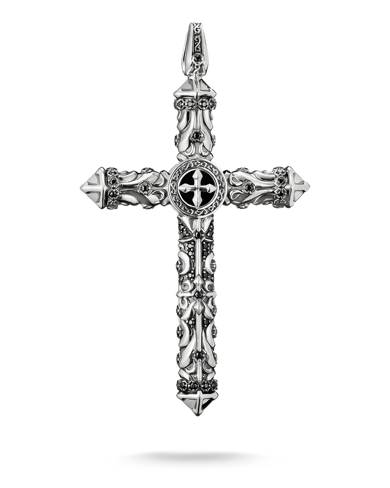 Thomas Sabo Anhänger Kreuz mit Onyx und schwarzem Zirkonia schwarz PE1029-641-11 Schwarz