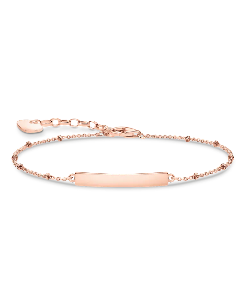 Thomas Sabo Damen Armband klassisch Dots roségold mit Gravur, Sterlingsilber Roségold vergoldet Roségoldfarben