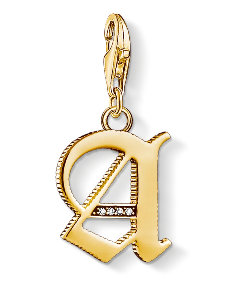 Thomas Sabo Herren Charm-Anhänger Buchstabe A gold, Sterlingsilber Gelbgold vergoldet, Charm Club Collection Gelbgoldfarben