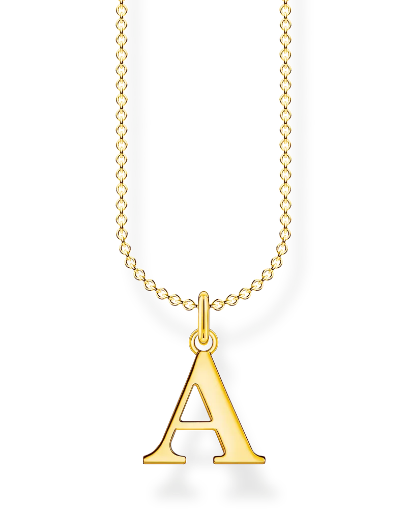 Thomas Sabo Damen Kette Buchstabe A gold, Sterlingsilber Gelbgold vergoldet, Charming Collection Gelbgoldfarben