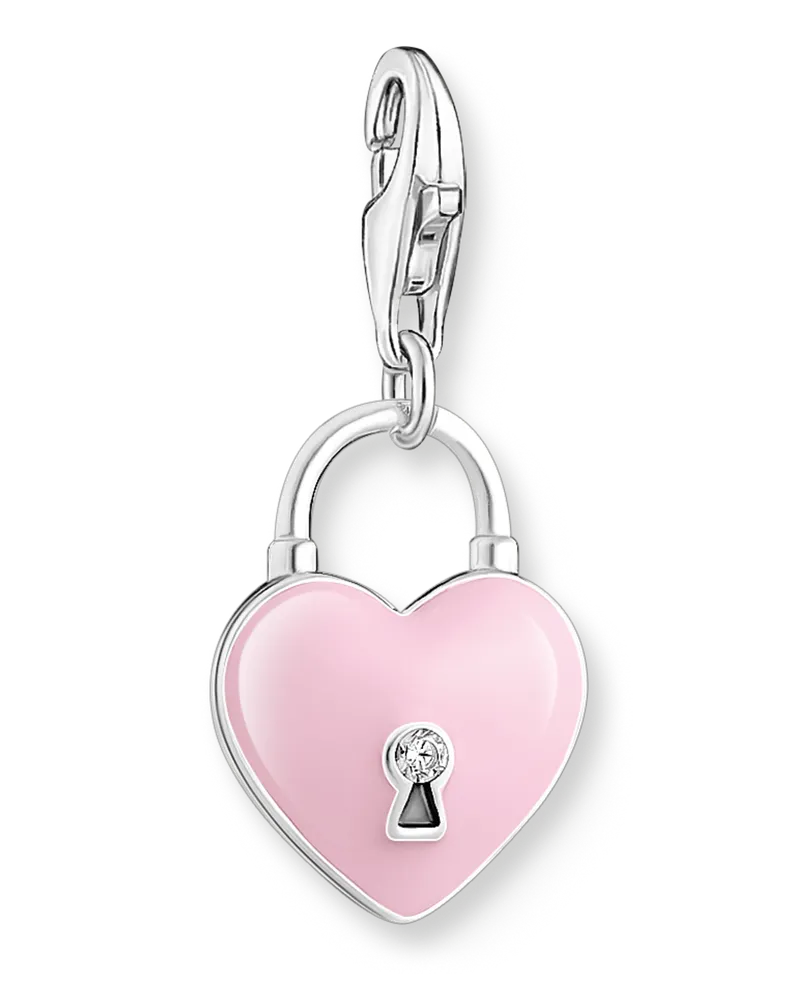 Thomas Sabo Damen Charm-Anhänger rosa Herzschloss Silber, Sterlingsilber, Charm Club Collection Pink
