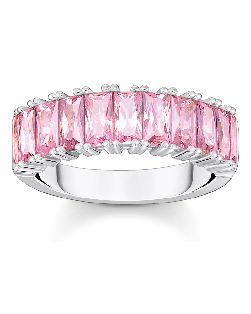 Thomas Sabo Damen Ring mit pinken Steinen Pavé Silber, Sterlingsilber Pink