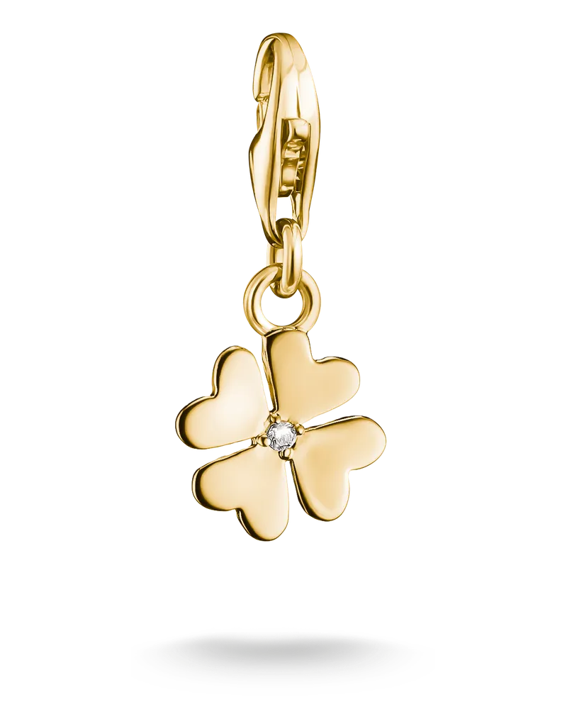 Thomas Sabo Charm Kleeblatt mit weißem Zirkonia – Original weiß 2248-M01-14 Gelbgoldfarben