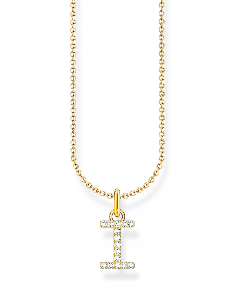 Thomas Sabo Damen Kette mit Buchstaben-Anhänger I vergoldet, Sterlingsilber Gelbgold vergoldet, Charming Collection Gelbgoldfarben