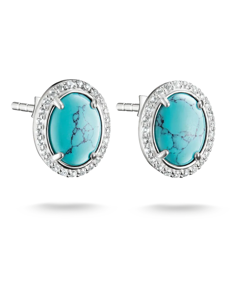 Thomas Sabo Damen Ohrstecker mit türkisem Stein und weißem Zirkonia, Sterlingsilber Silberfarben