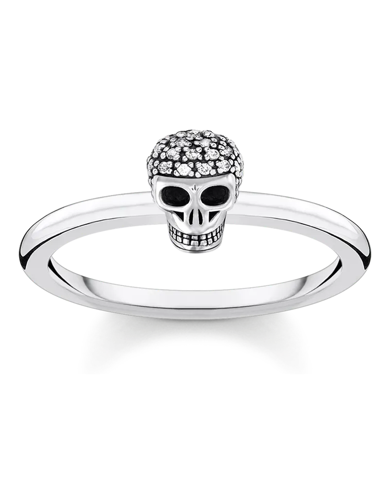 Thomas Sabo Damen Ring Totenkopf, Sterlingsilber, Charming Collection Silberfarben
